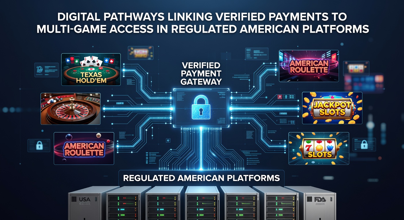 Secure digital transfer flow from verified payments to diverse gaming options including slots and sports markets
