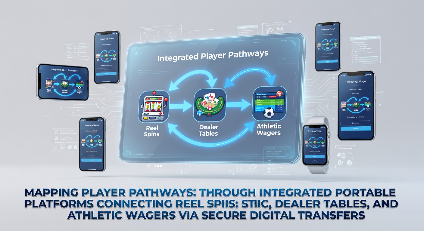 Integrated mobile platform interface showing seamless connections between slot reels, live dealer tables, and sports wagering sections with secure transfer indicators